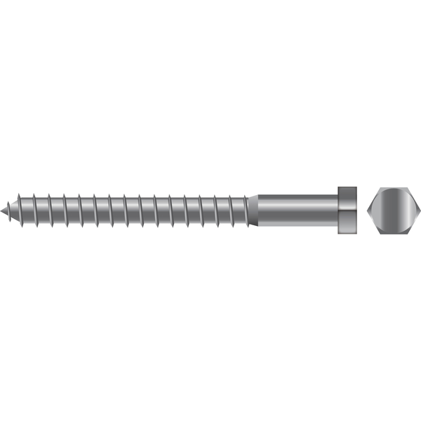 Seachoice Lag Screw, 3/8 in, 3-1/2 in, 18-8 Stainless Steel, Hex 191